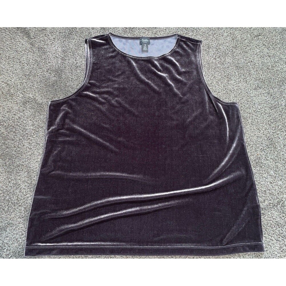 Chico's Travelers Charcoal Velvet Sleeveless Top Womens 3 XL